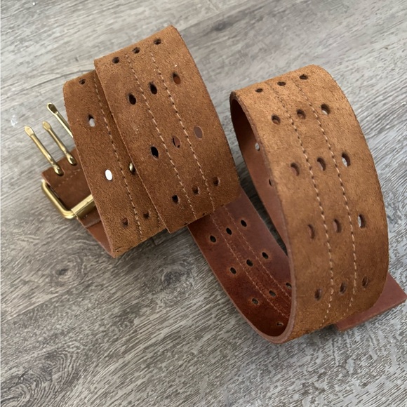 GAP Genuine Leather Belt Brown Suede Large Fall Fashion - Picture 1 of 13